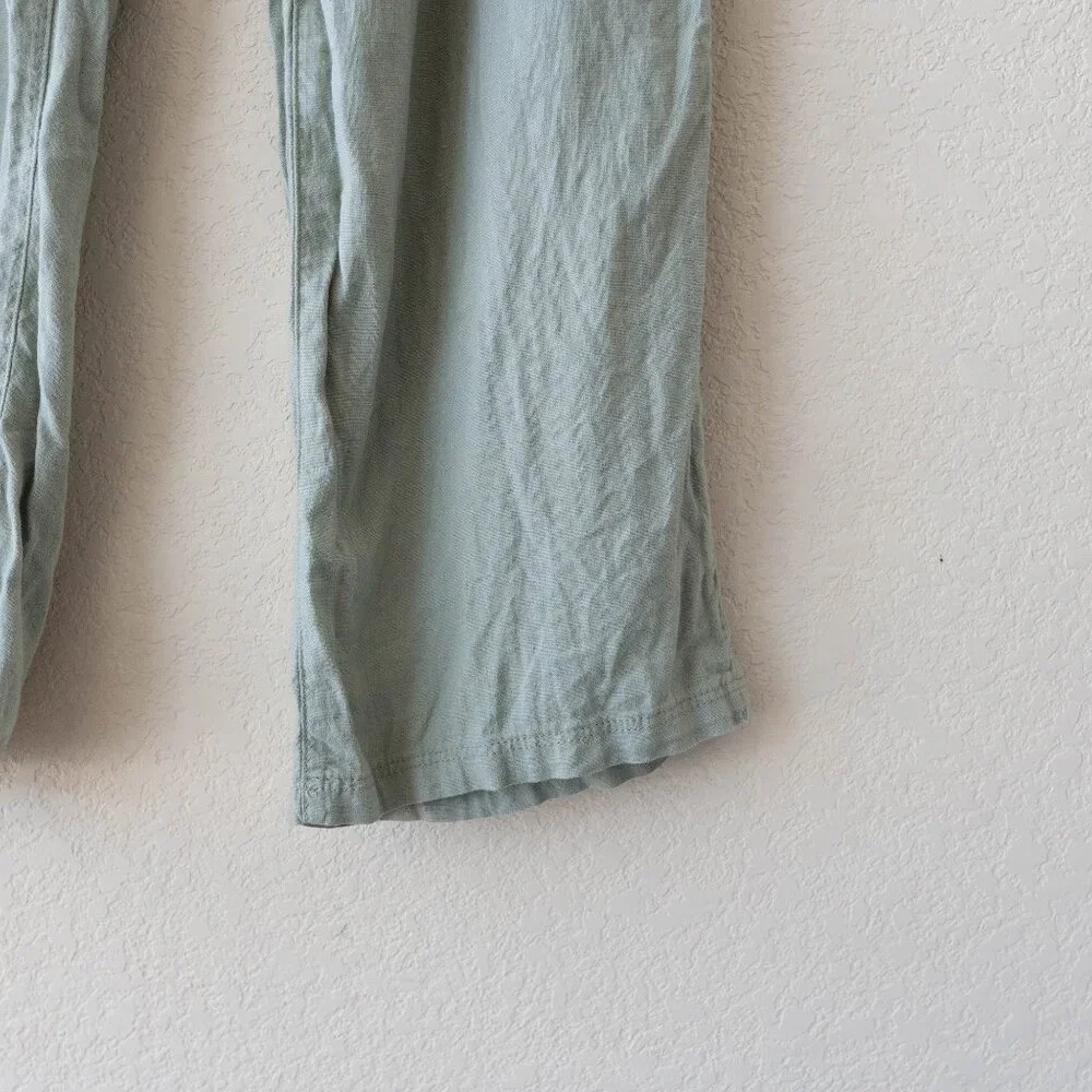 H&M Linen Blend Wide Leg Pants Women’s Medium Sage Green Casual Coastal